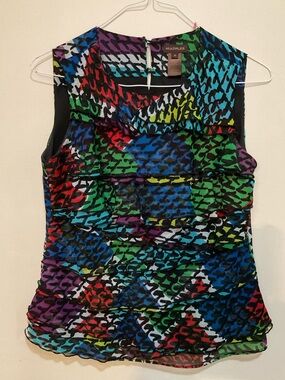 Multiples Sleeveless Flared Blouse w/Black Lining 100% Polyester